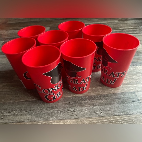 Red & Black Graduate Party Cups Set Of 8 - Picture 4 of 5
